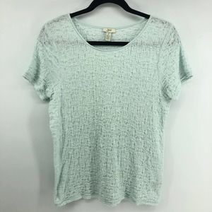 J. Jill Teal Crinkle Textured Stretch Tee